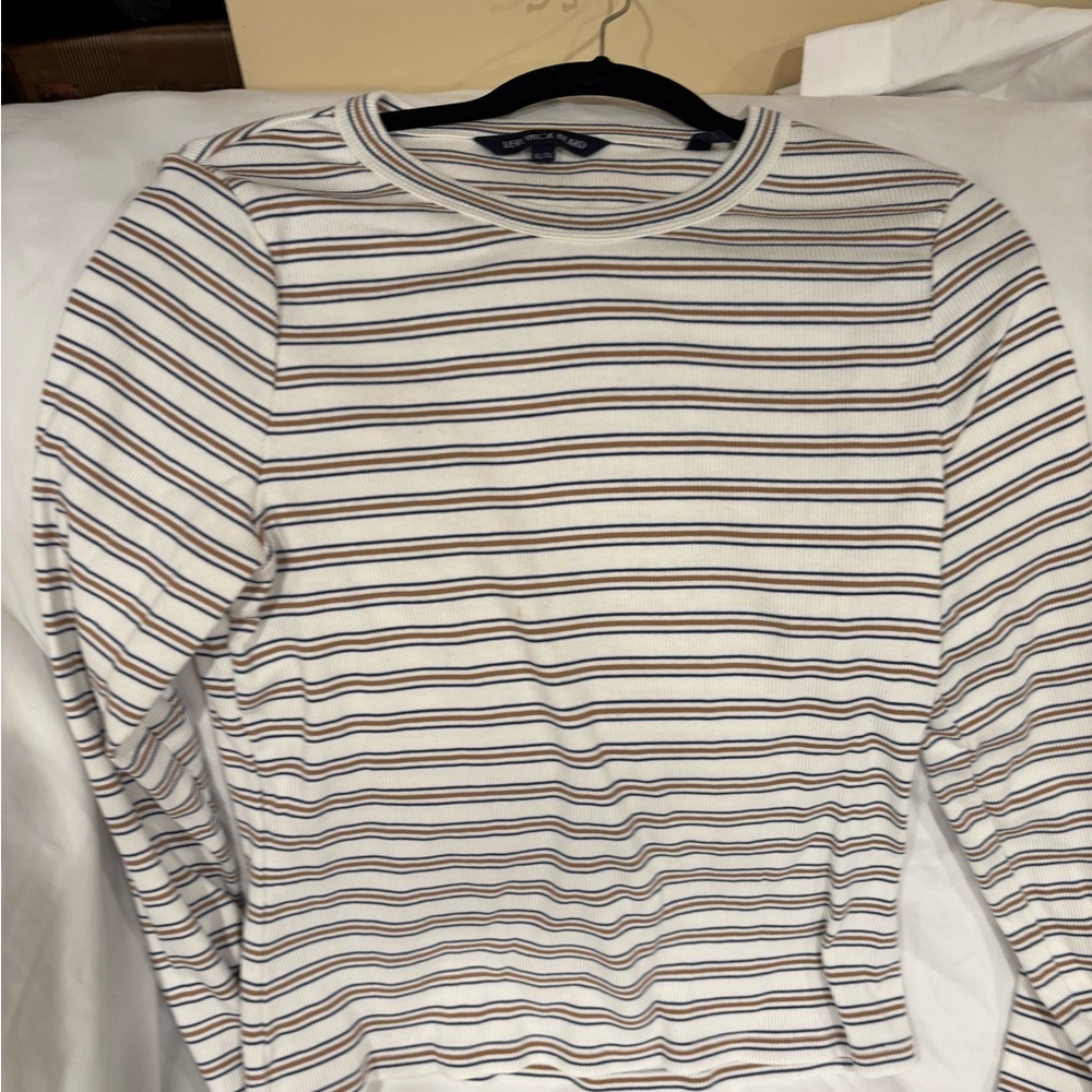 Veronica Beard Navy and Brown Striped Top